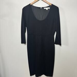 Boston Proper Dress Little Black Form Fitted Scoop Neck Evening Office Dressy 8